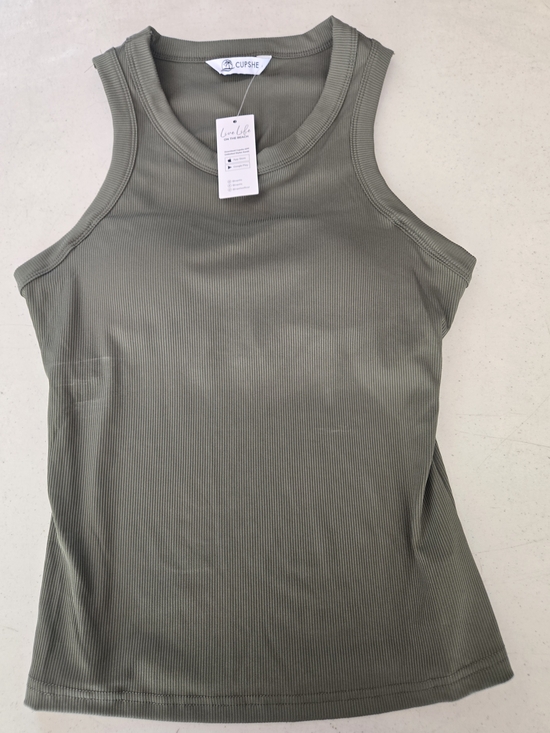 Cupshe Tops - Cupshe Olive Ribbed Scoop-Neck Tank